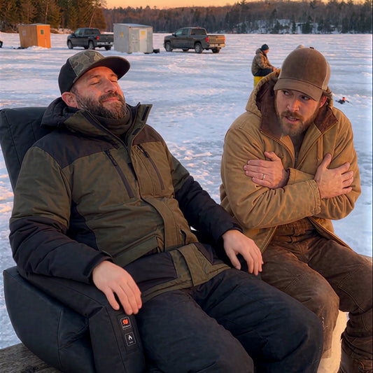 Warm in the heated seat while a buddy shivers on the ice